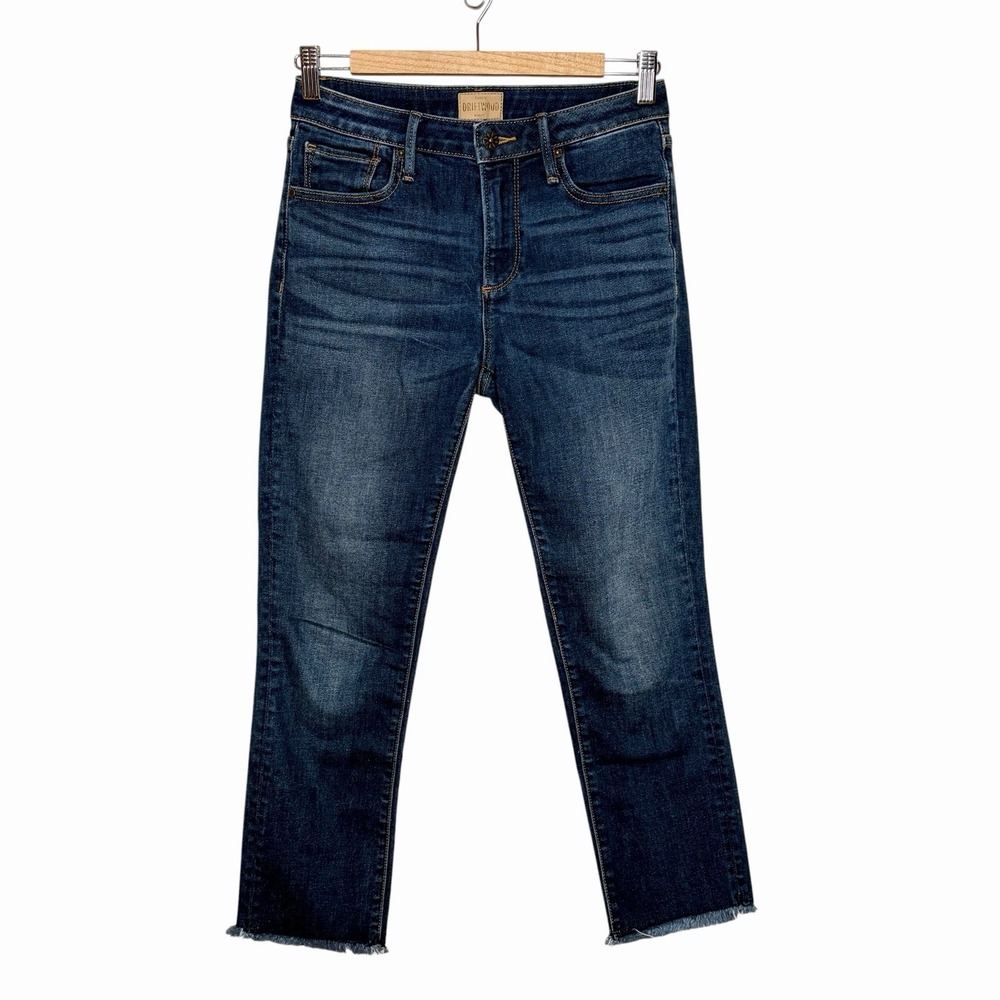 Driftwood Candace Ankle Jeans Womens Size 26 Dark Wash Frayed Hem Mid Rise